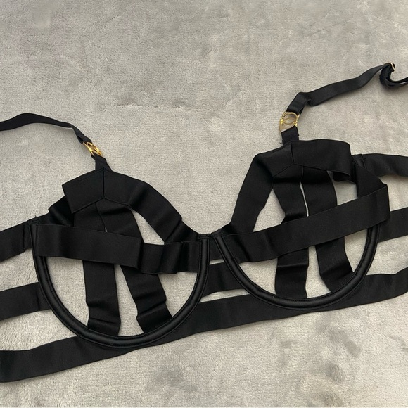 New! Victorias Secret luxe banded black strappy cage bra 4924 - Picture 5 of 8